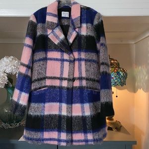 ELLE Aubrey Plaid Blue, Pink & Black Coat